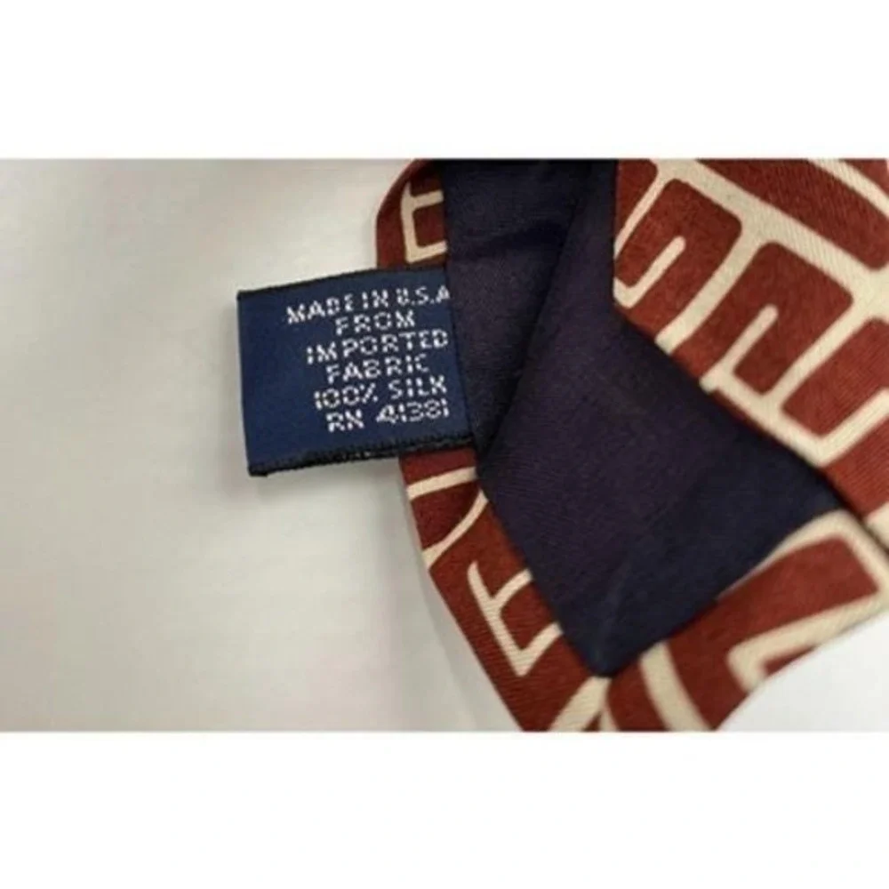 Vintage‎ Polo Ralph Lauren Mens Silk Tie Necktie Wine Abstract Squares USA